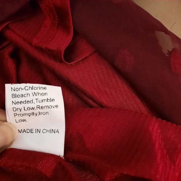 Shein Curve Plus Size 3XL Swiss Dot Top Blouse Size Burgundy Short Sleeve Lined - Picture 11 of 11